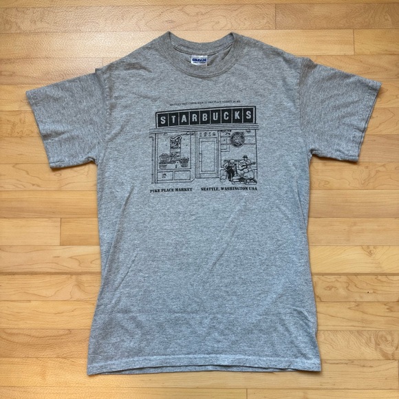 90% Cotton Starbucks Graphic T-Shirt Vintage Retro - Picture 1 of 3